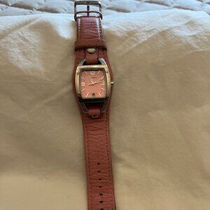 FOSSIL- womens watch, pink leather band-